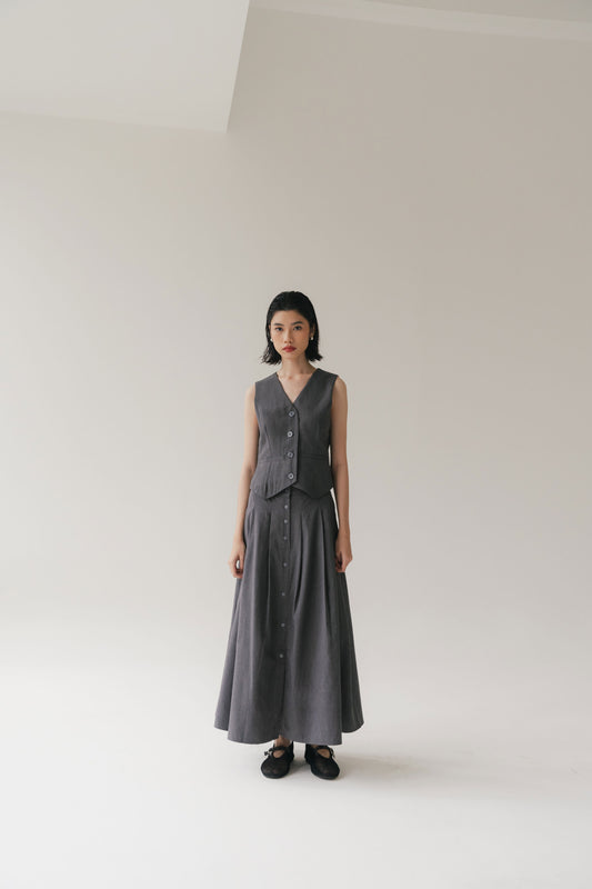Times Set, Vest and Skirt In Charcoal