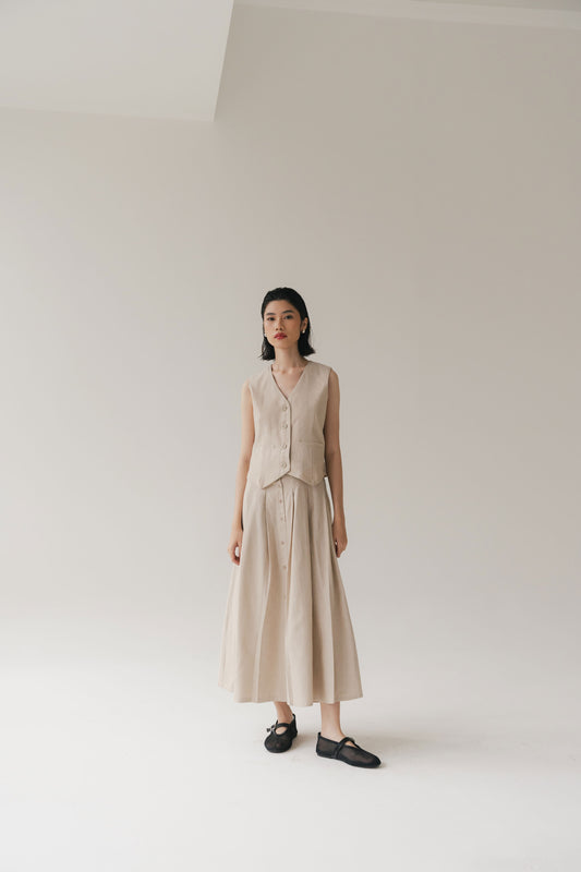 Times Set, Vest and Skirt In Beige