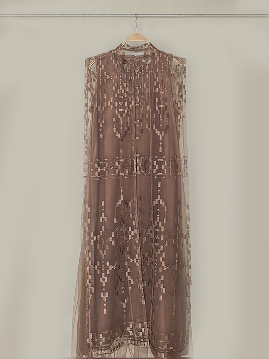 Penara Dress In Brown-Square Pattern