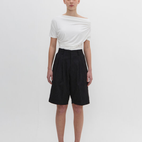 Beam Bermuda Pants in Black Stripe