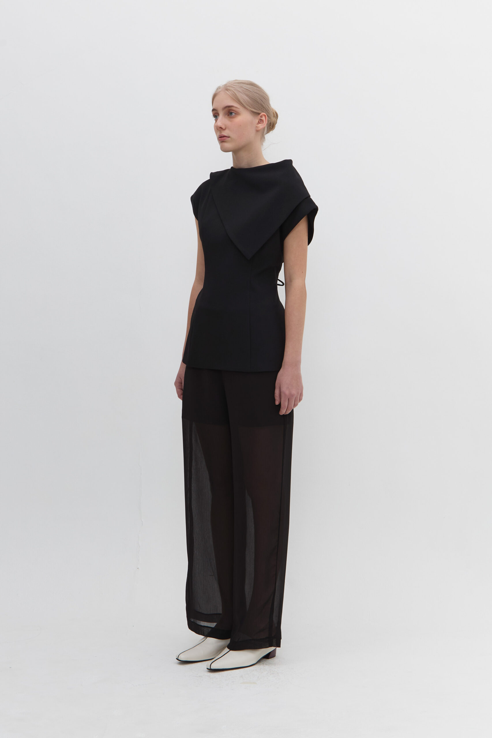 Bonnie Cape Sleeved Blouse in Black - Image 2
