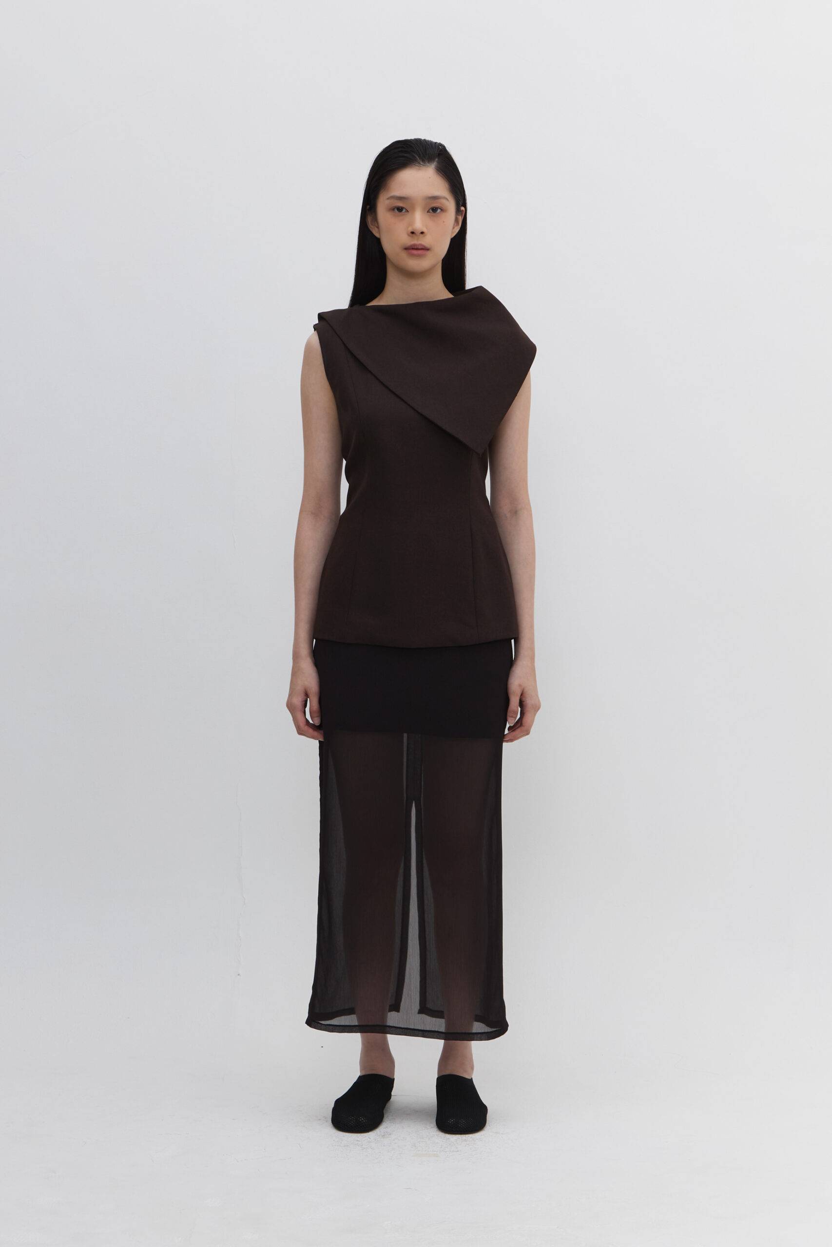 Bonnie Cape Sleeveless Blouse in Coffee