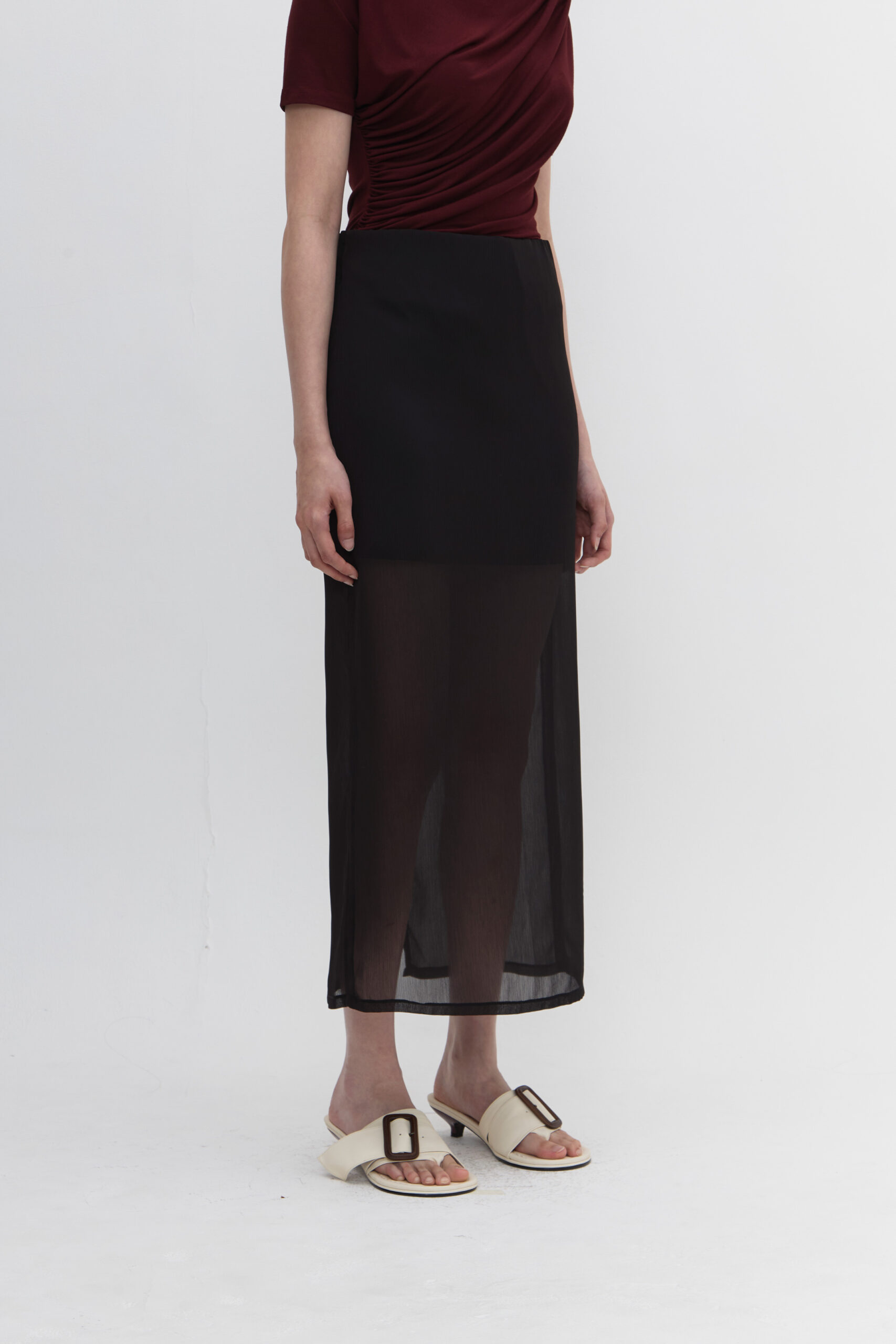 Echo Sheer Skirt In Black - Image 3