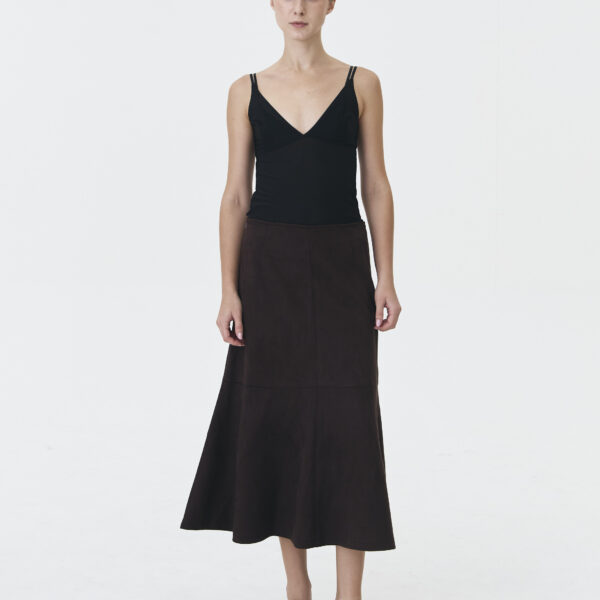 Corel Suede Skirt in Dark Brown