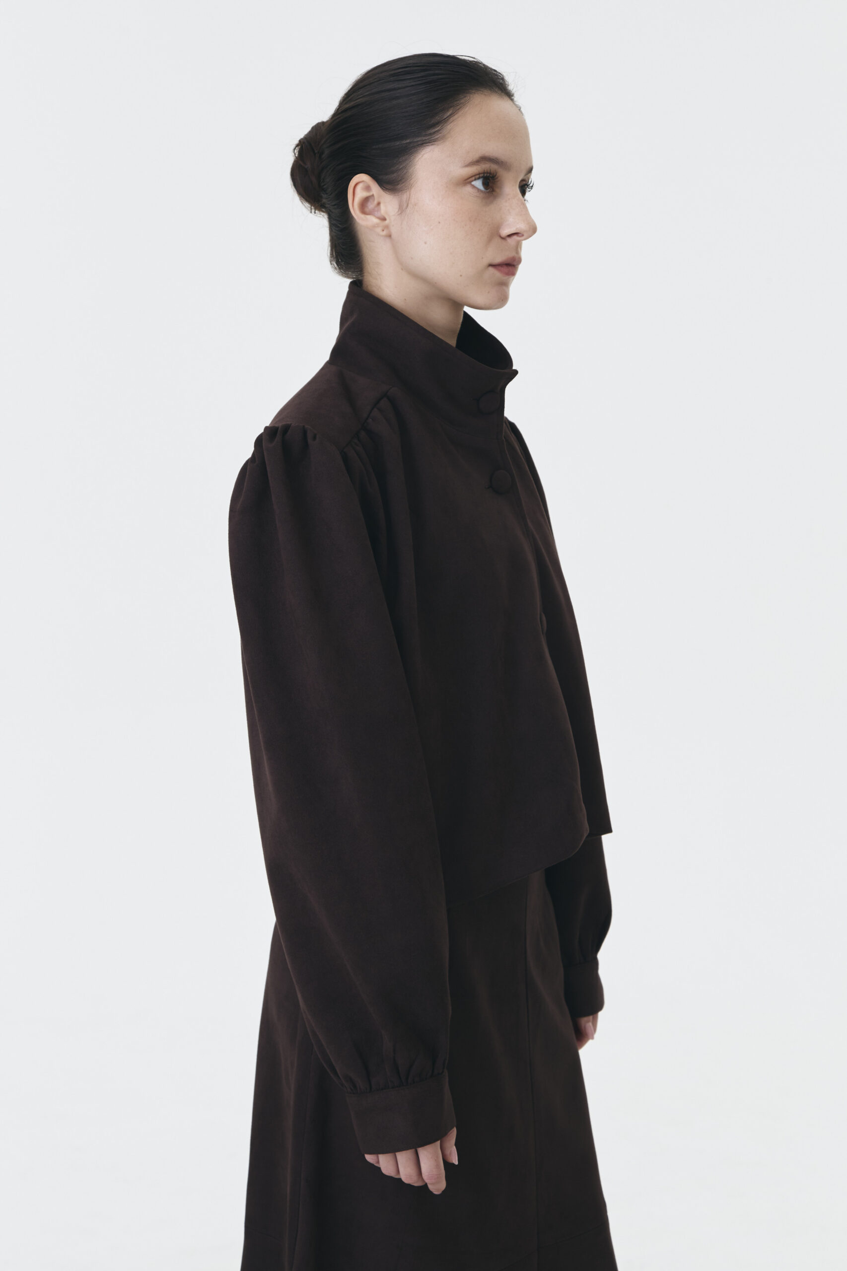 Phum Suede Jacket in Dark Brown - Image 3
