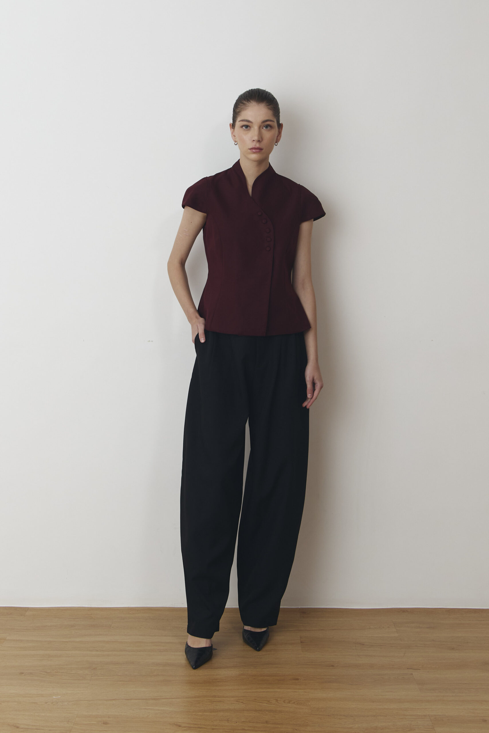 Cala Sleeved Blouse in Maroon