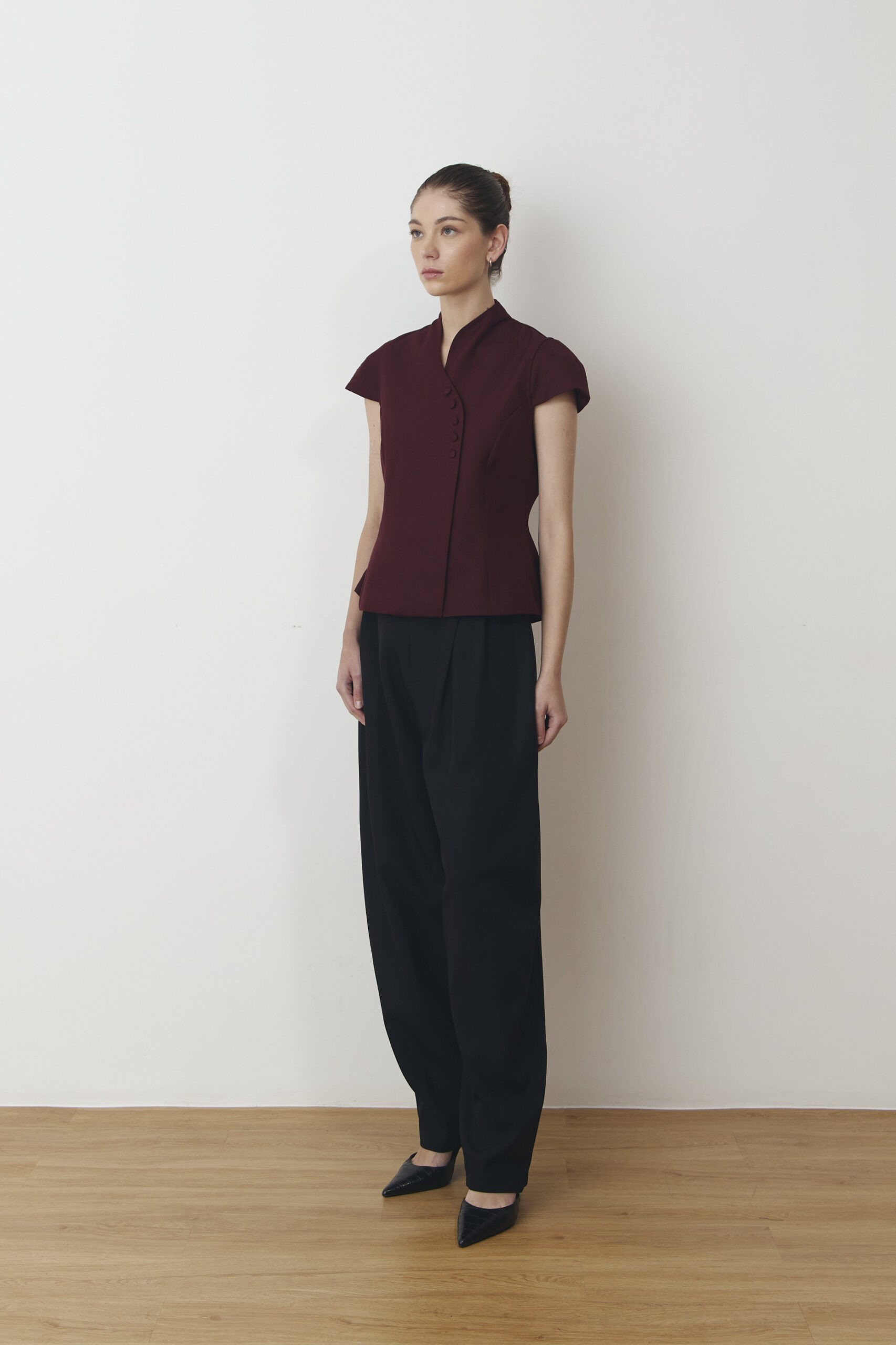 Cala Sleeved Blouse in Maroon - Image 2