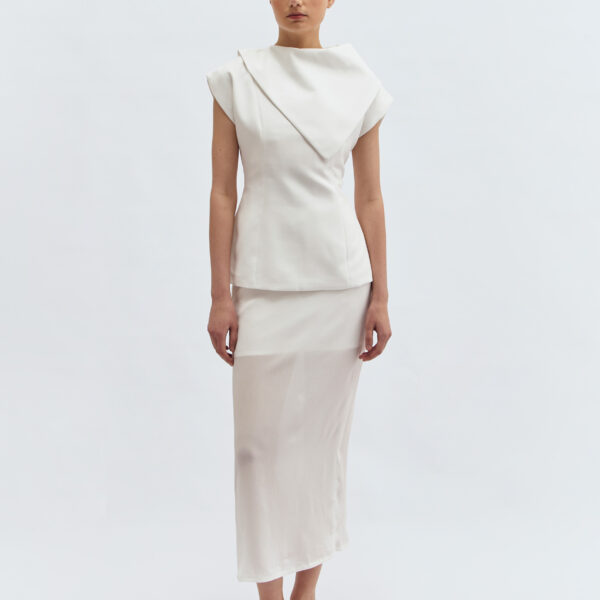 Bonnie Cape Sleeved Blouse in Broken White