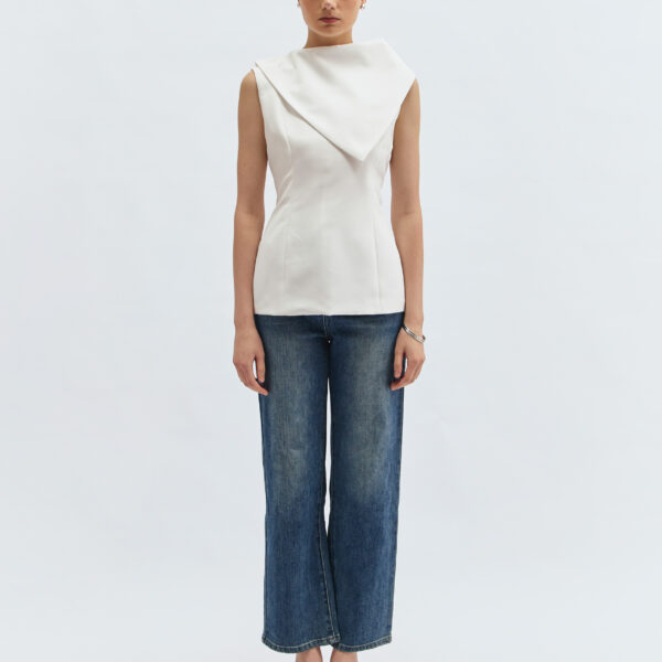 Bonnie Cape Sleeveless Blouse in Broken White