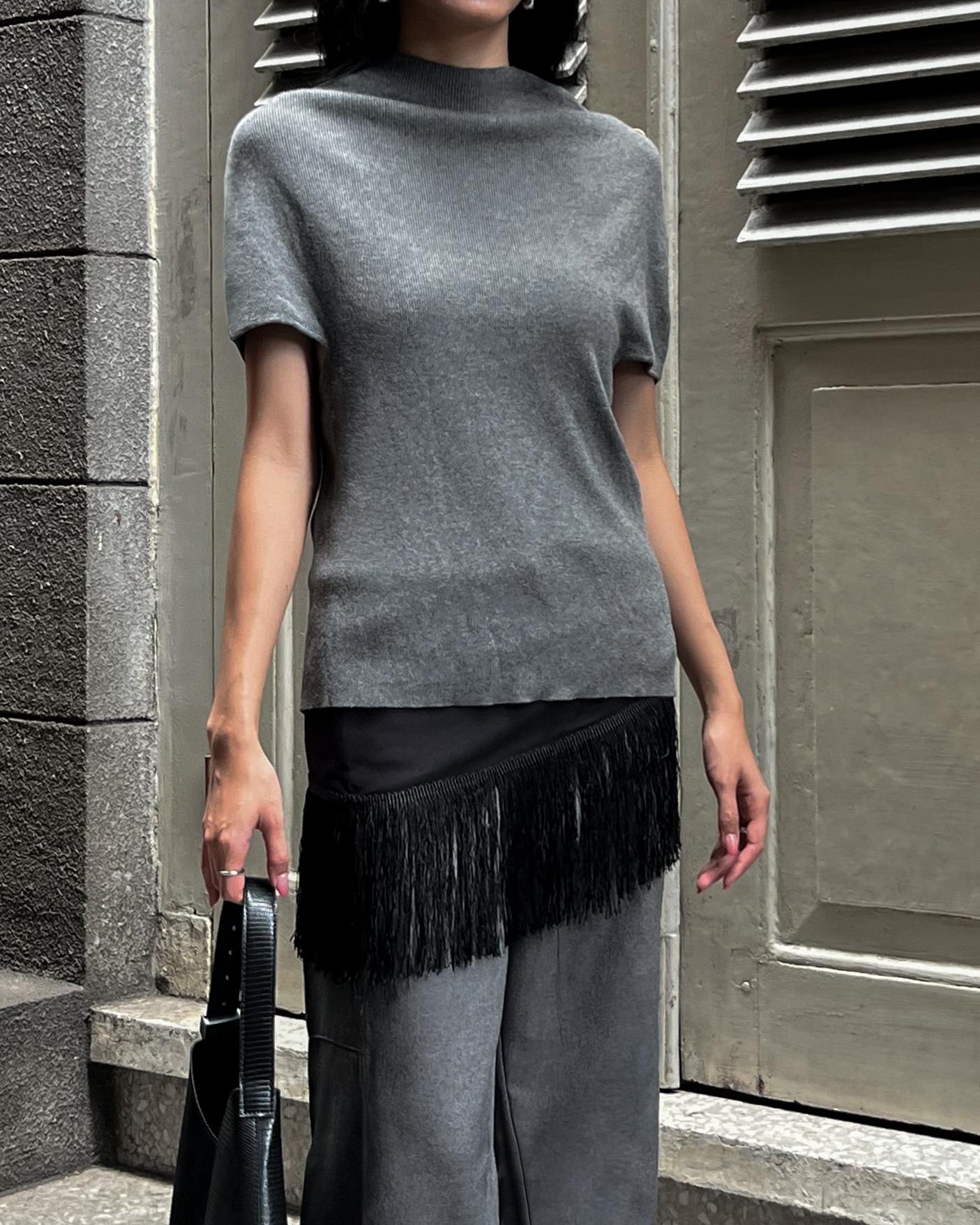 Fringe Apron in Black