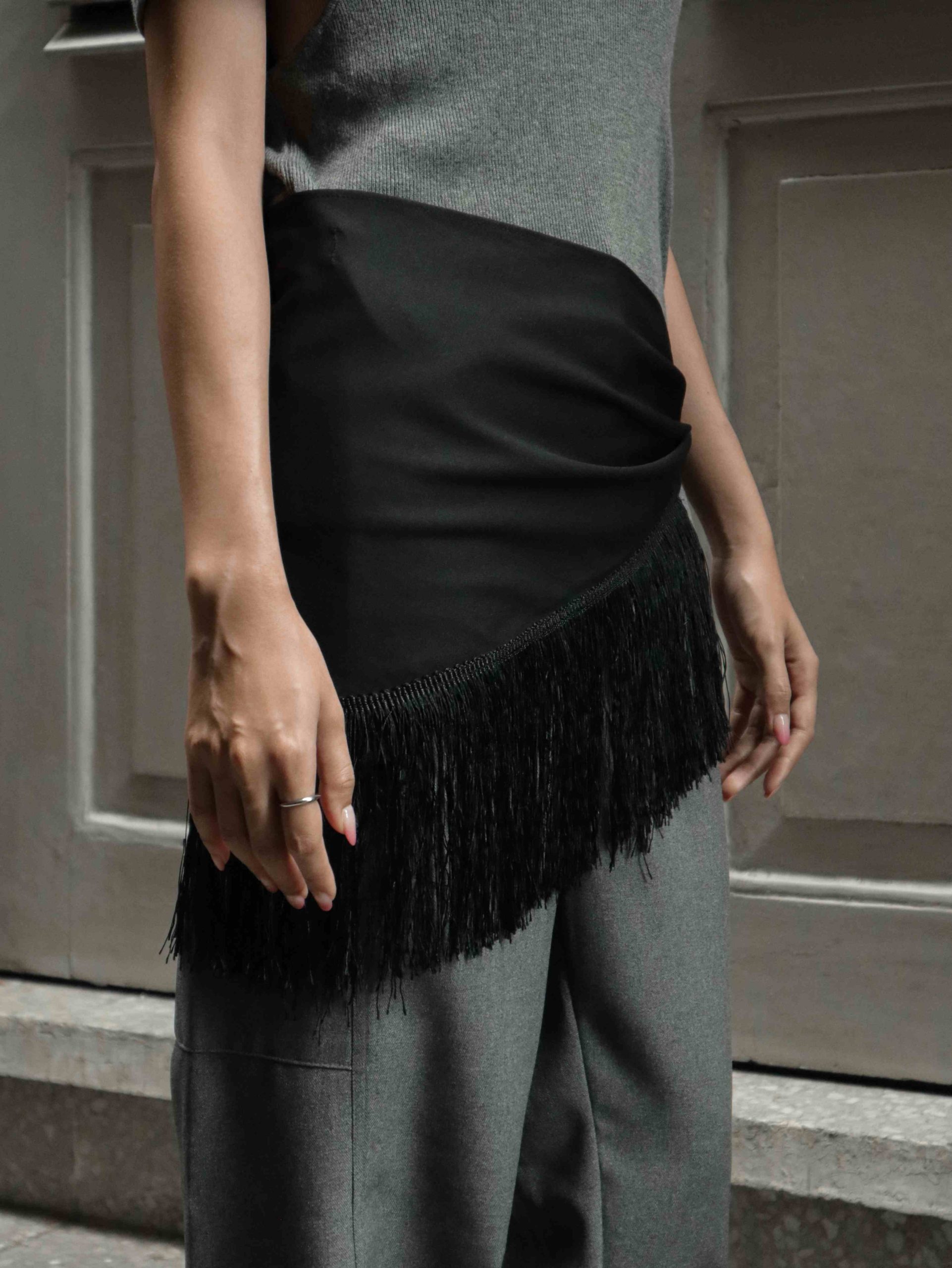 Fringe Apron in Black - Image 2