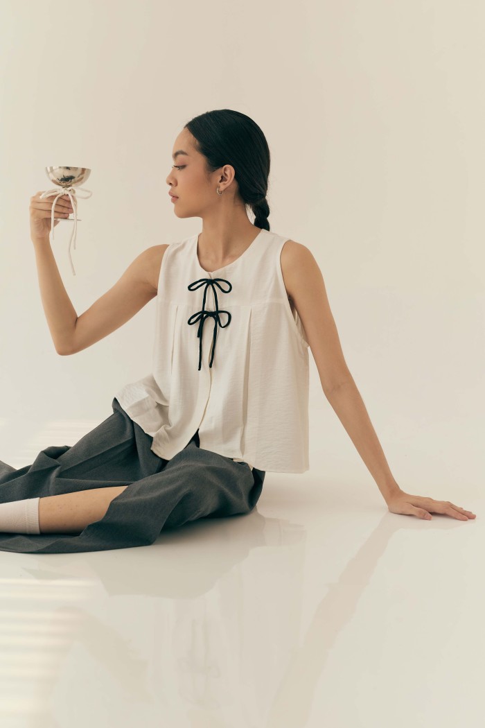 Bow Blouse In Broken White - Image 2