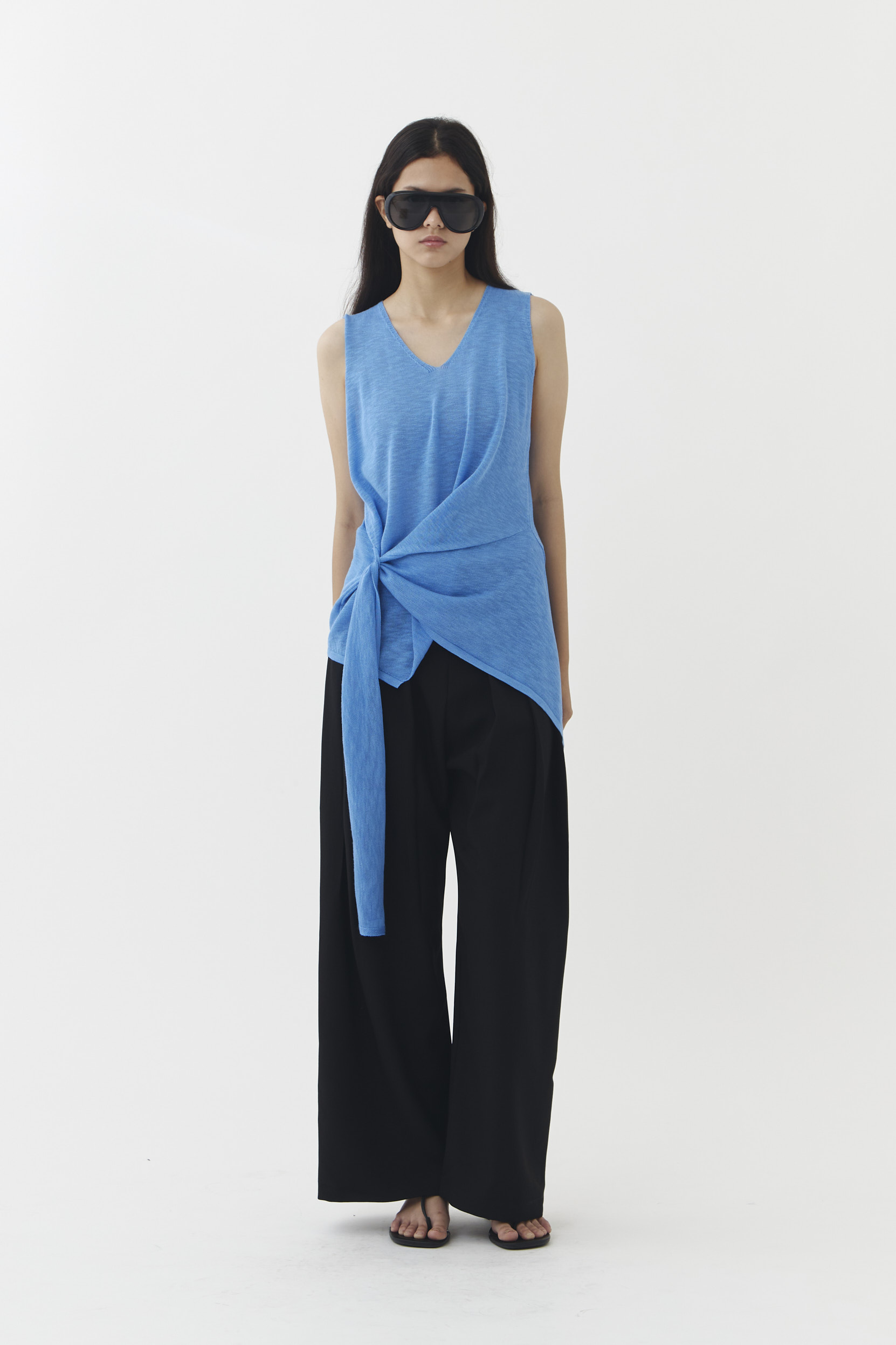 Rise Knit Blouse in Blue