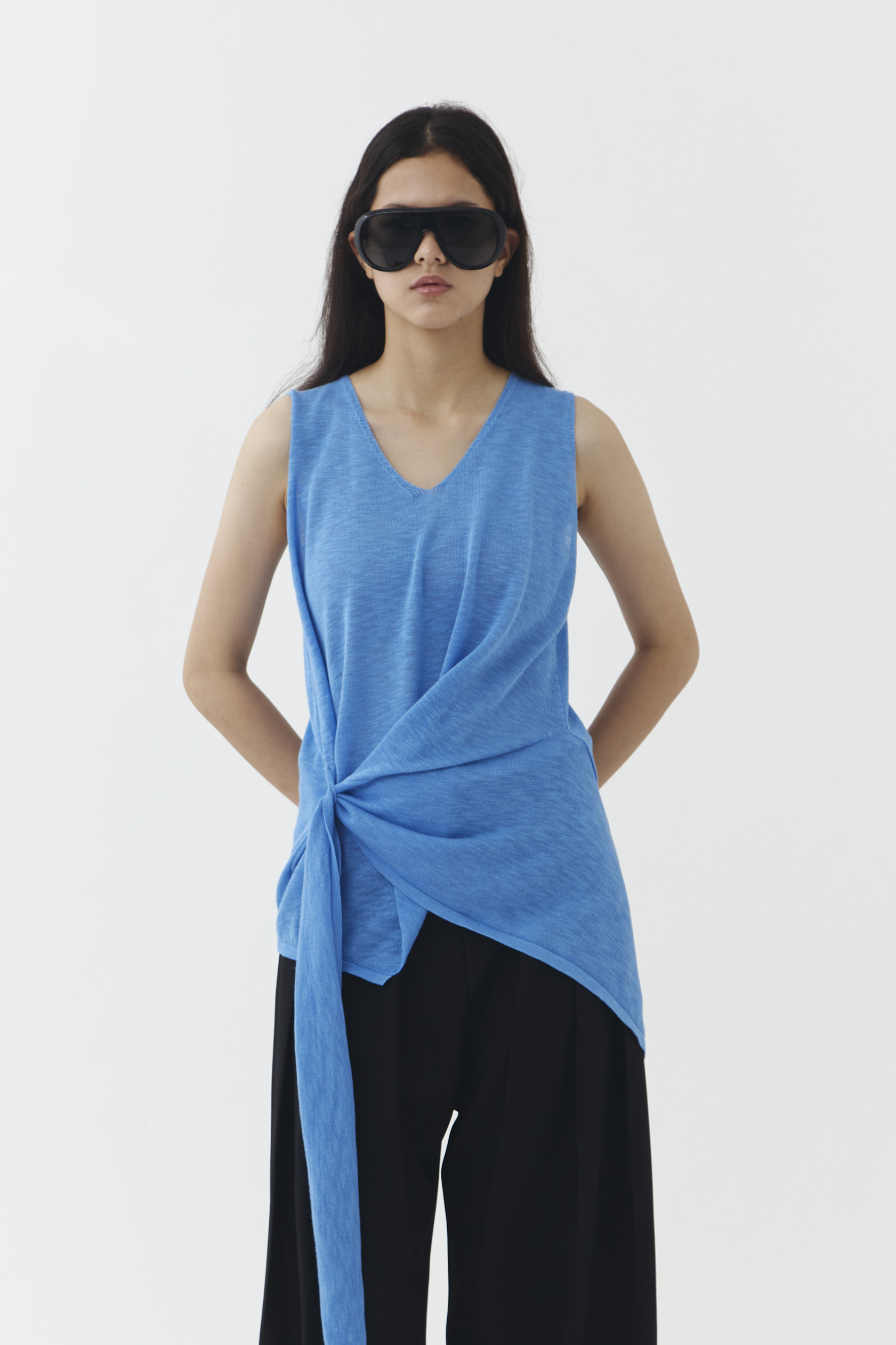Rise Knit Blouse in Blue - Image 4