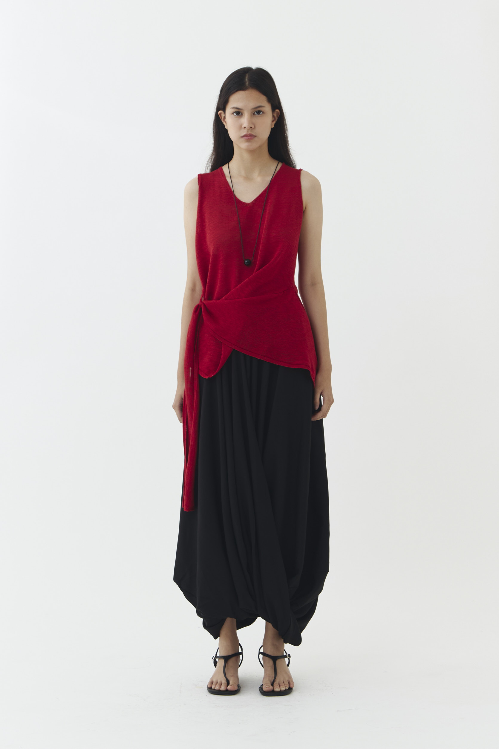 Rise Knit Blouse in Red