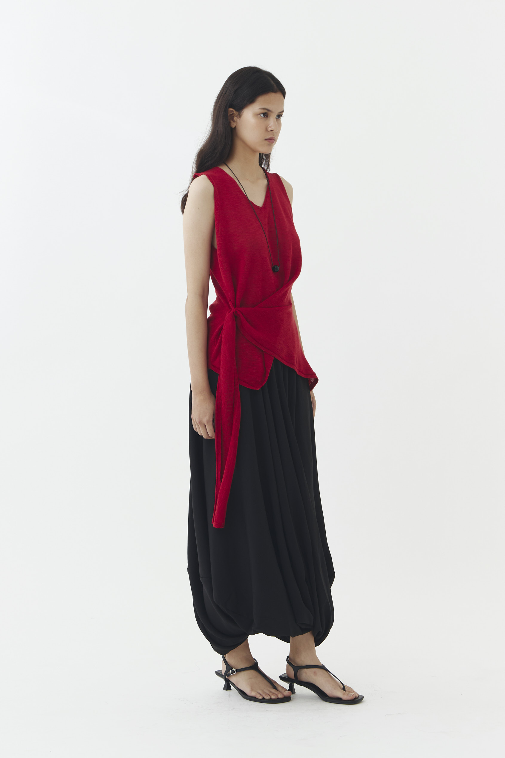 Rise Knit Blouse in Red - Image 2