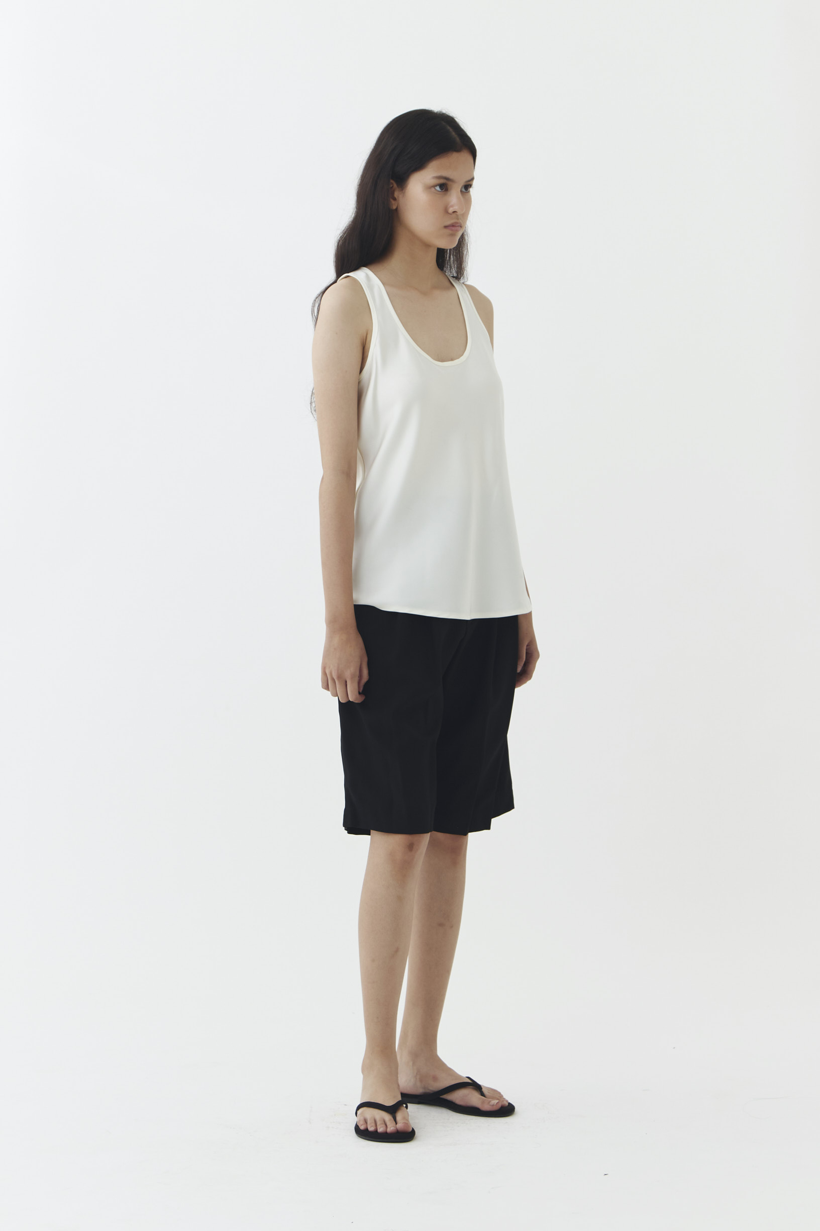 Noa Satin Tank in Ivory - Image 2